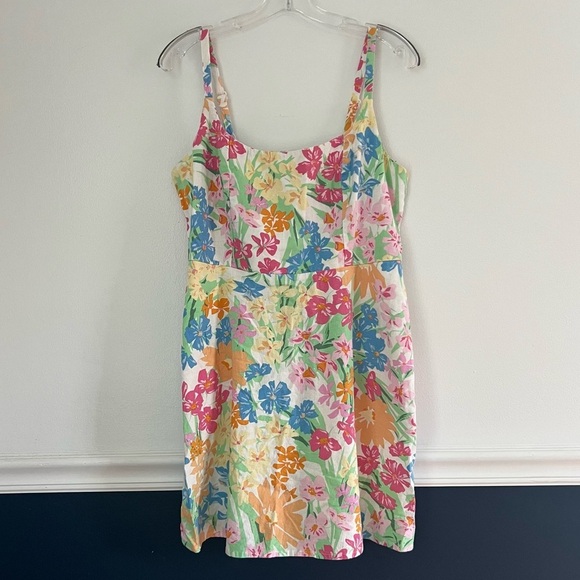 Old Navy Women's Floral Dress Women's Size Medium Linen Blend Vacation - Picture 2 of 9